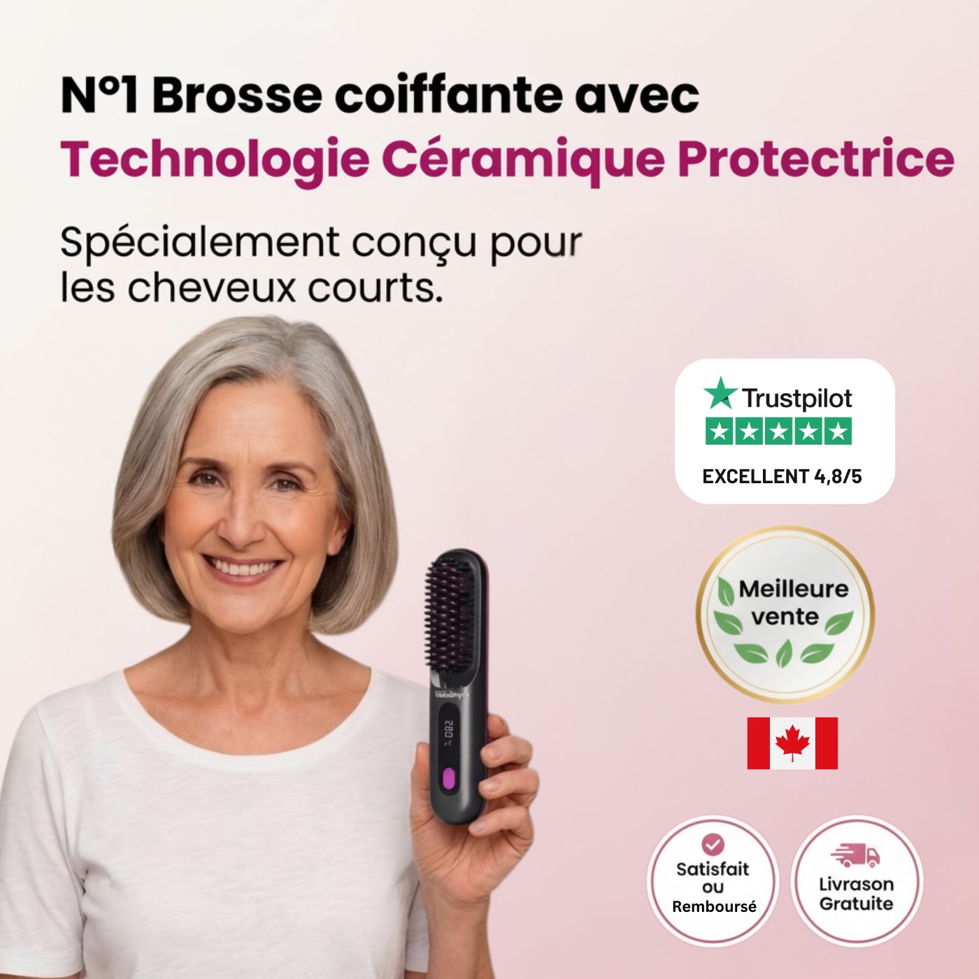 Brosse chauffante LissBrush pour Cheveux Courts